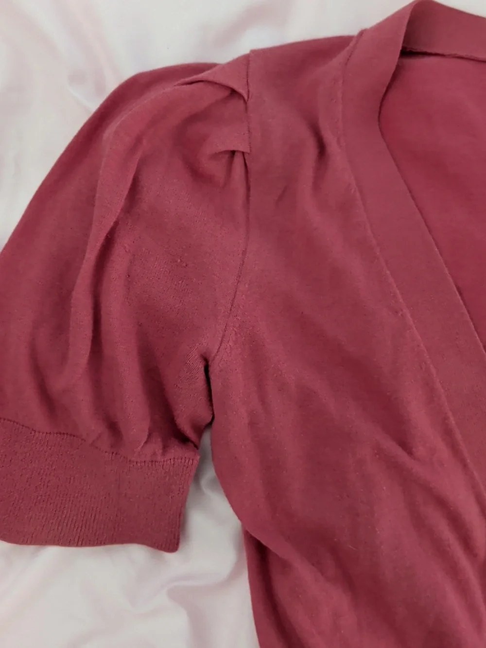 Banana Republic Rose-Pink Short Sleeve V-Neck Cardigan - Picture 4 of 5